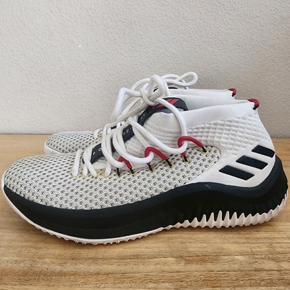 Adidas Mens Dame 4 Basketball Shoes Sneakers Lace Up Low Top White Black Size 7 main image 4